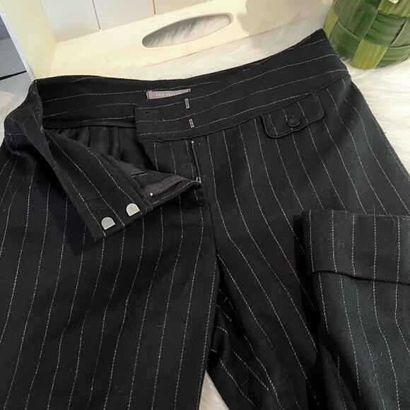 NEW Ann Taylor Pinstriped Wide Leg Cropped Cuffed Career Capri Suit Trousers 4P - Picture 7 of 13
